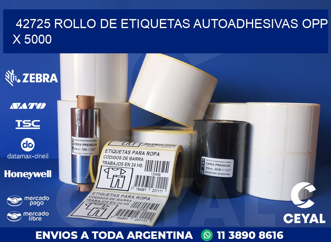 42725 ROLLO DE ETIQUETAS AUTOADHESIVAS OPP X 5000