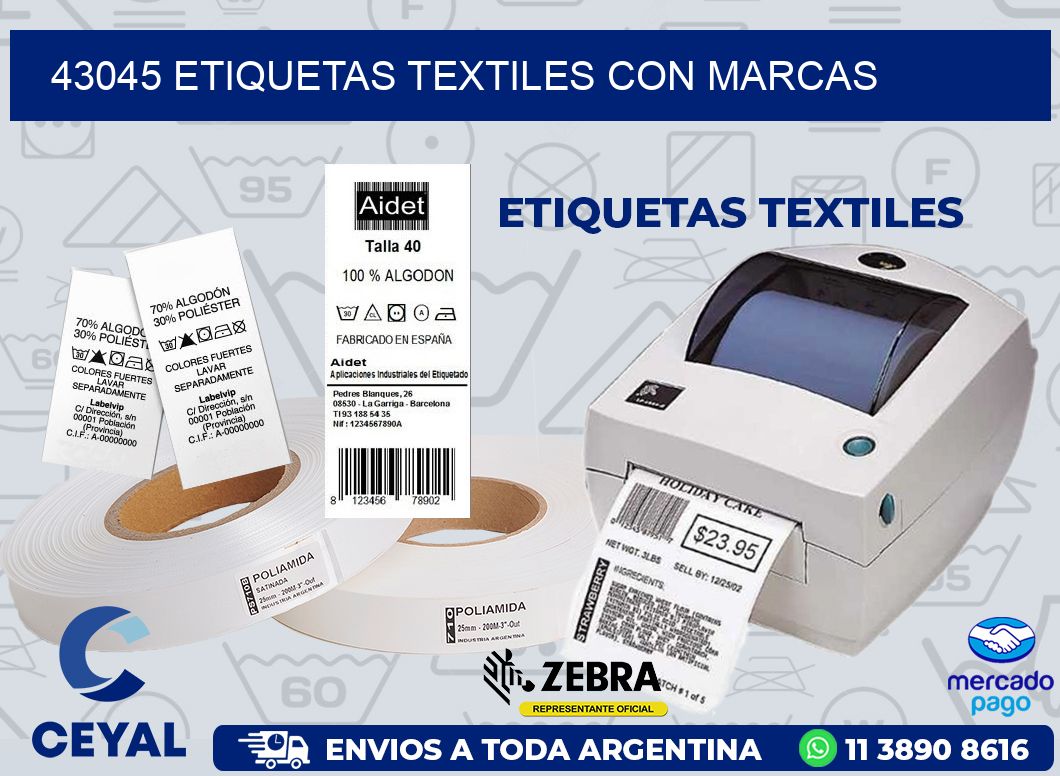43045 ETIQUETAS TEXTILES CON MARCAS