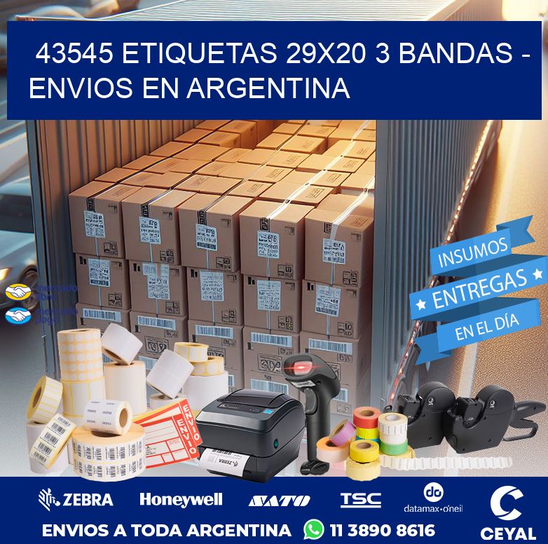 43545 ETIQUETAS 29X20 3 BANDAS - ENVIOS EN ARGENTINA