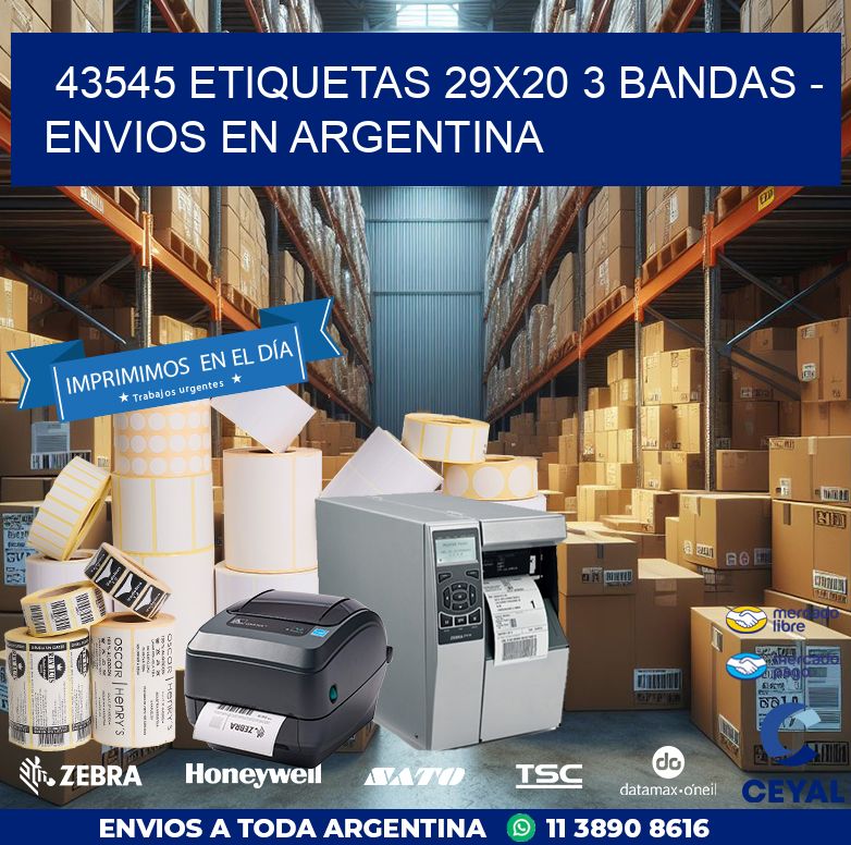 43545 ETIQUETAS 29X20 3 BANDAS - ENVIOS EN ARGENTINA