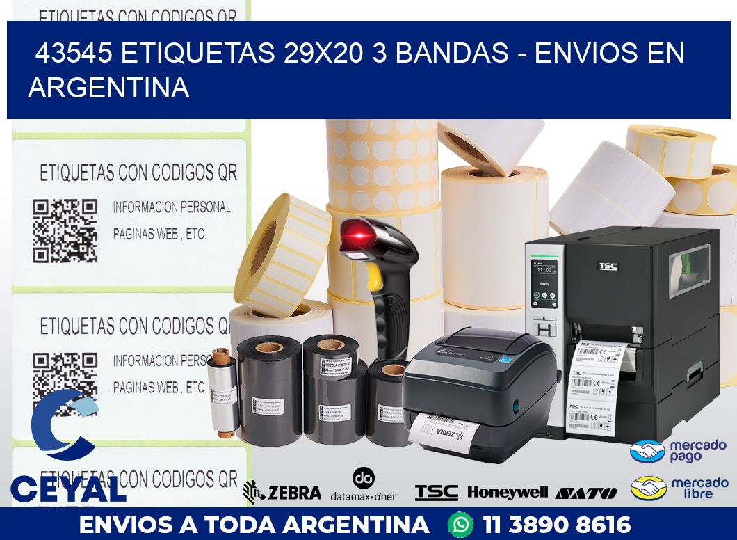 43545 ETIQUETAS 29X20 3 BANDAS – ENVIOS EN ARGENTINA