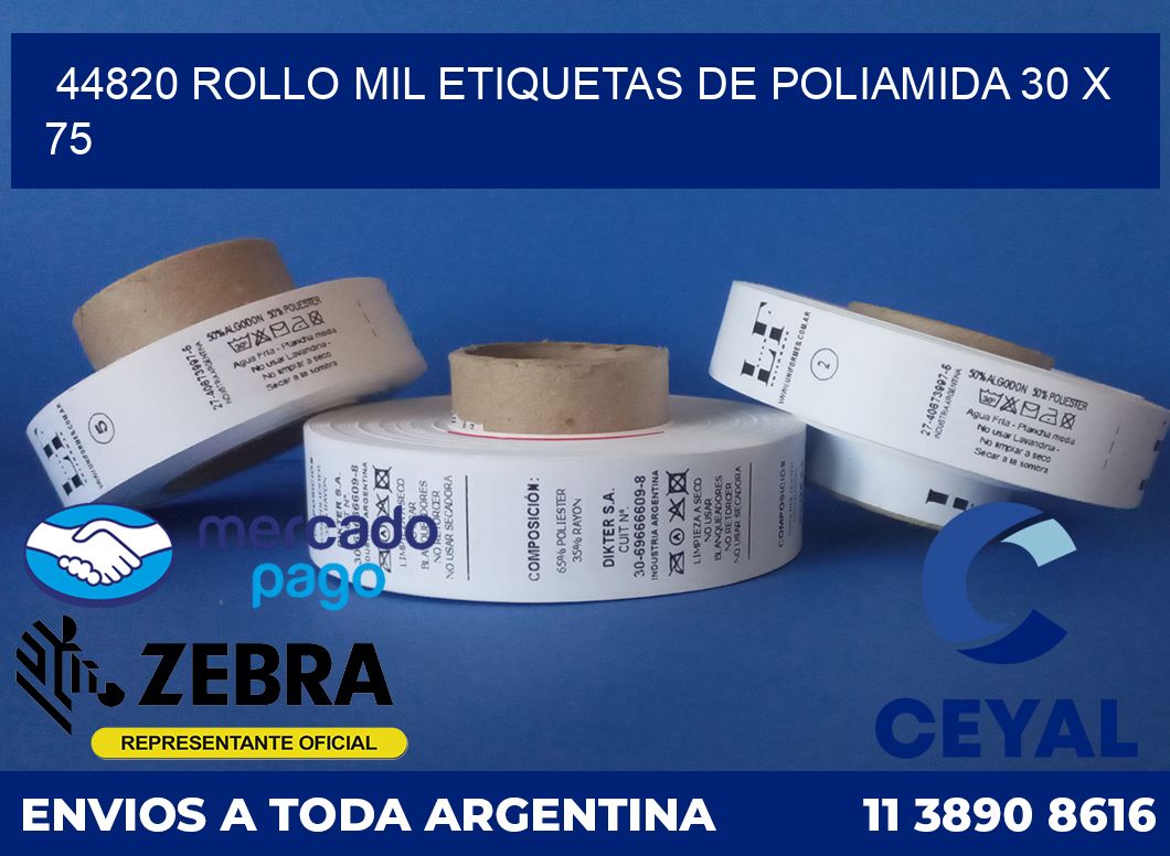 44820 ROLLO MIL ETIQUETAS DE POLIAMIDA 30 X 75