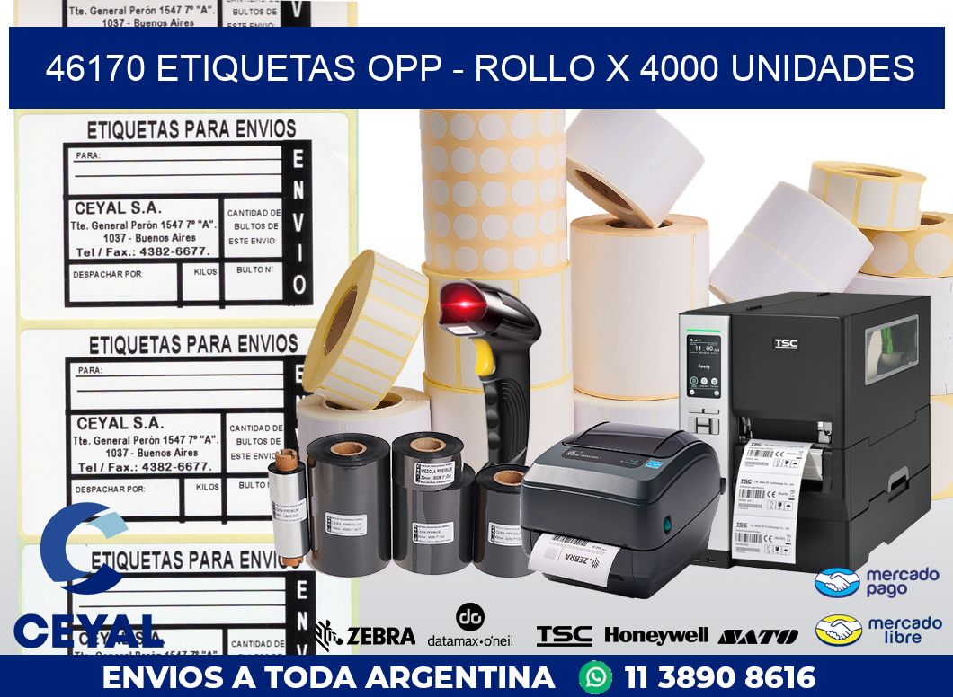 46170 ETIQUETAS OPP - ROLLO X 4000 UNIDADES