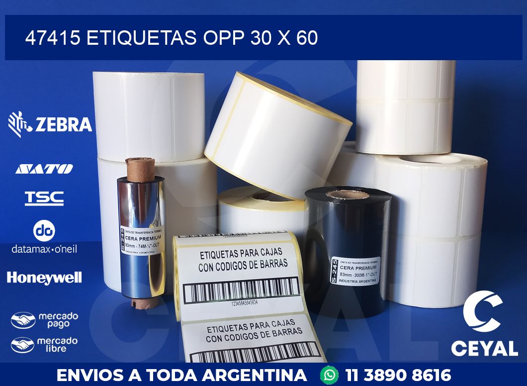 47415 ETIQUETAS OPP 30 X 60