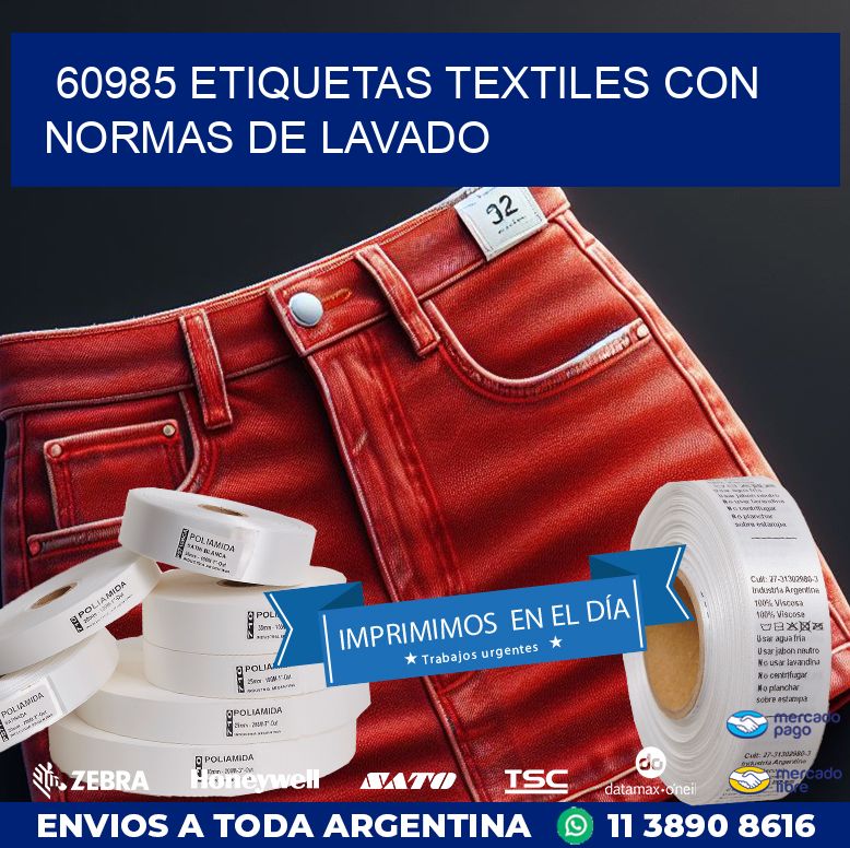 60985 ETIQUETAS TEXTILES CON NORMAS DE LAVADO