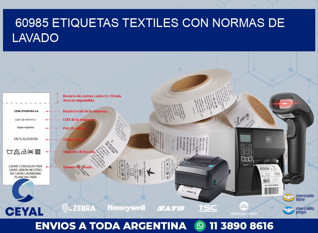 60985 ETIQUETAS TEXTILES CON NORMAS DE LAVADO