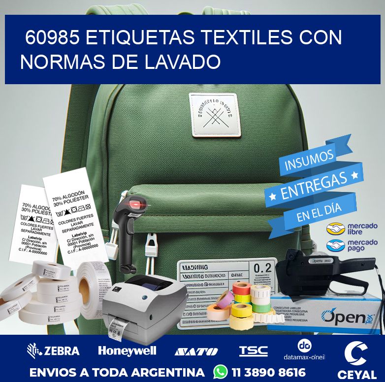60985 ETIQUETAS TEXTILES CON NORMAS DE LAVADO