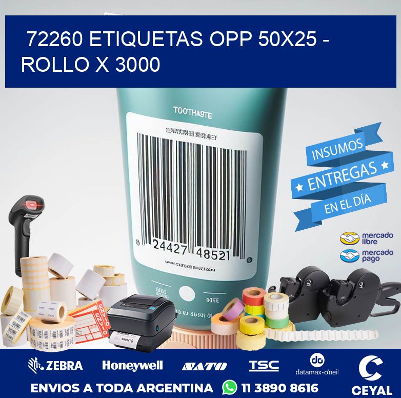 72260 ETIQUETAS OPP 50X25 - ROLLO X 3000