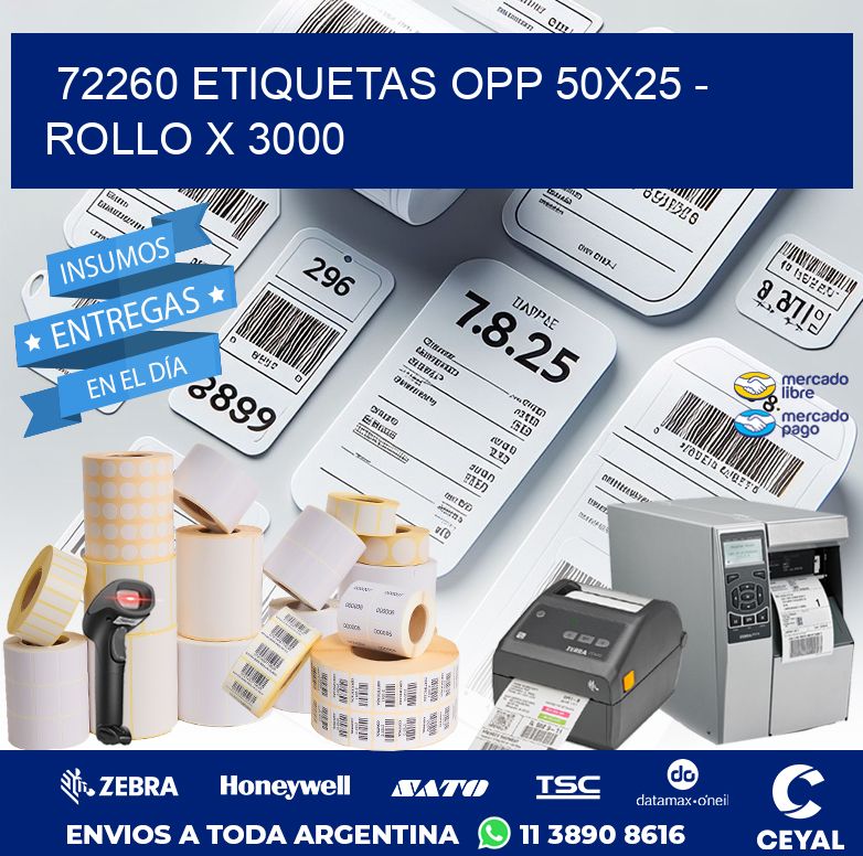 72260 ETIQUETAS OPP 50X25 - ROLLO X 3000