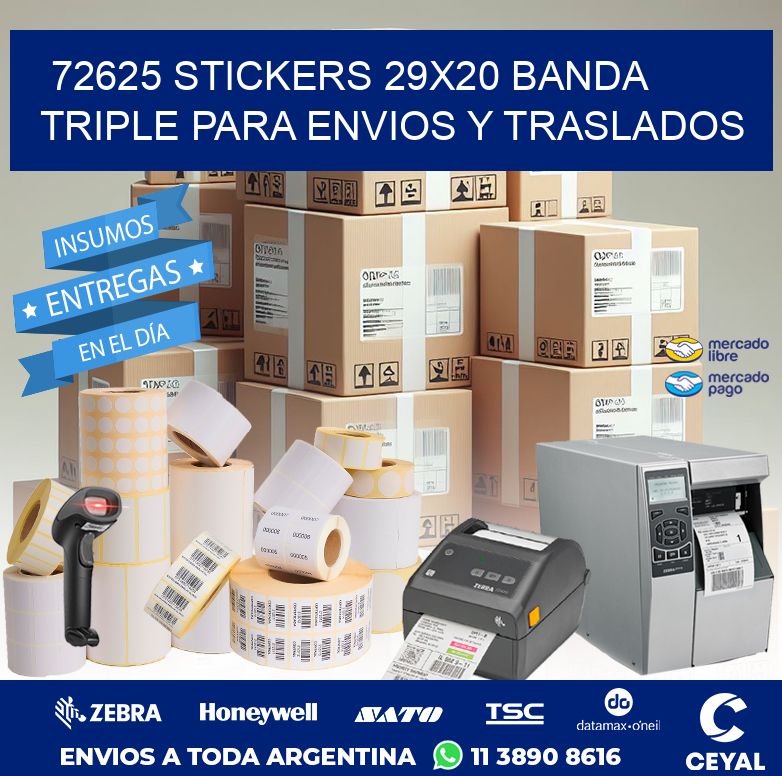 72625 STICKERS 29X20 BANDA TRIPLE PARA ENVIOS Y TRASLADOS