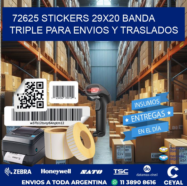 72625 STICKERS 29X20 BANDA TRIPLE PARA ENVIOS Y TRASLADOS