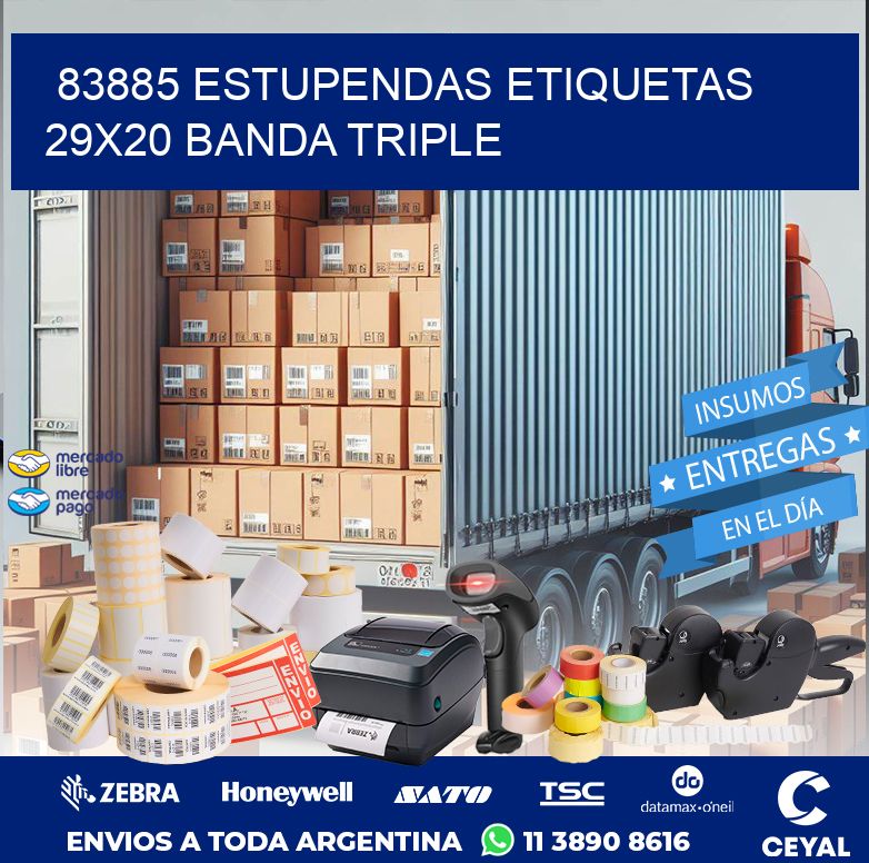 83885 ESTUPENDAS ETIQUETAS 29X20 BANDA TRIPLE