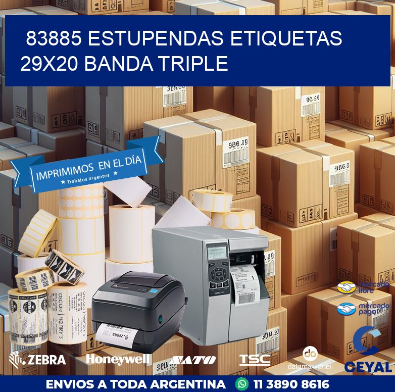 83885 ESTUPENDAS ETIQUETAS 29X20 BANDA TRIPLE