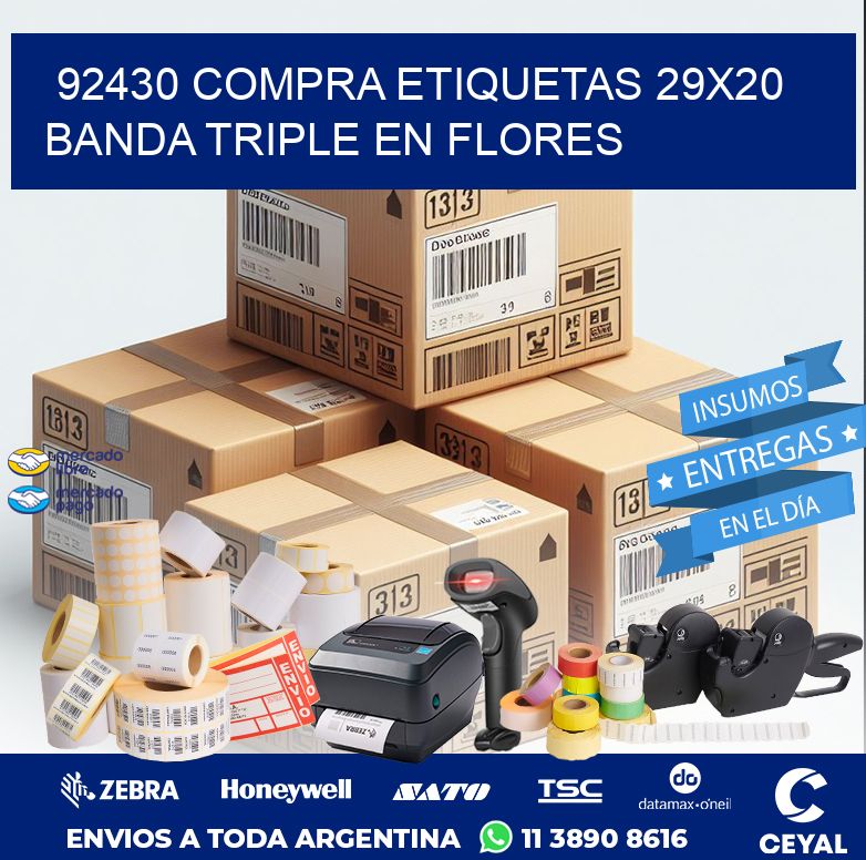 92430 COMPRA ETIQUETAS 29X20 BANDA TRIPLE EN FLORES