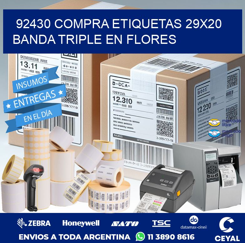 92430 COMPRA ETIQUETAS 29X20 BANDA TRIPLE EN FLORES