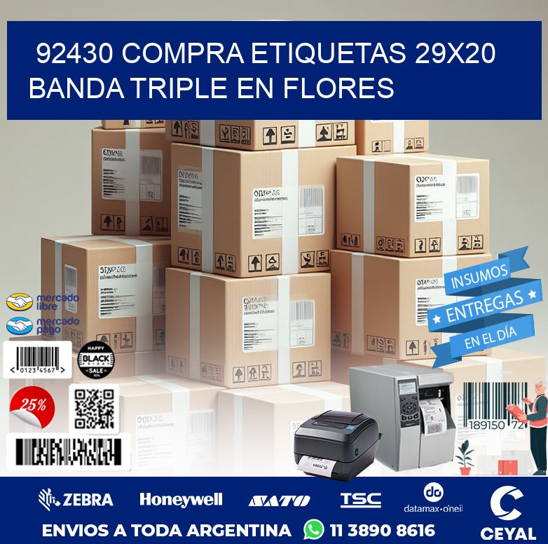 92430 COMPRA ETIQUETAS 29X20 BANDA TRIPLE EN FLORES