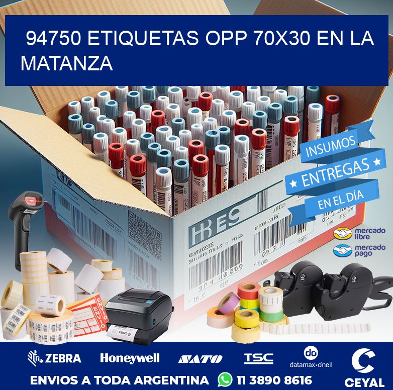 94750 ETIQUETAS OPP 70X30 EN LA MATANZA
