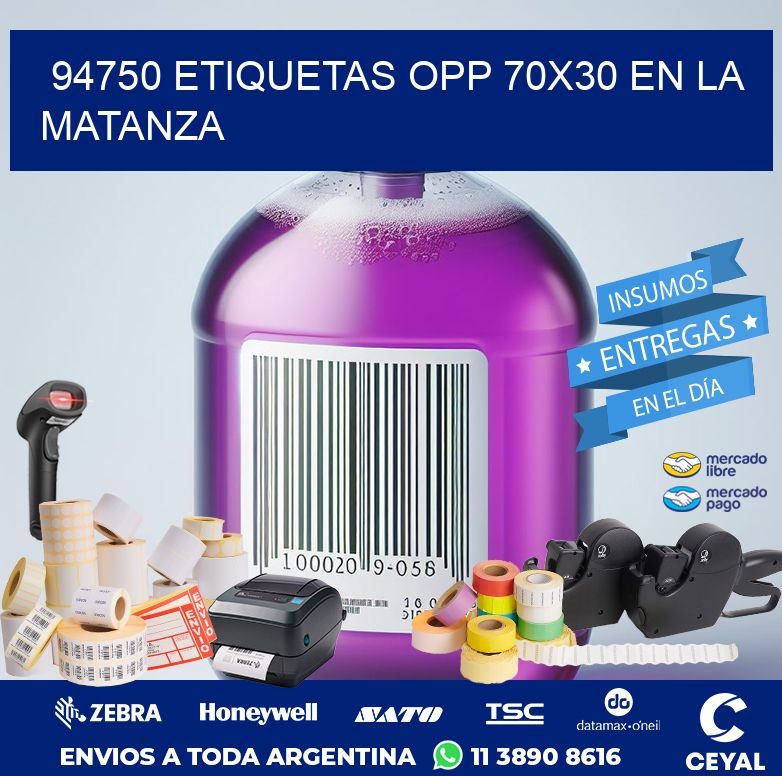 94750 ETIQUETAS OPP 70X30 EN LA MATANZA