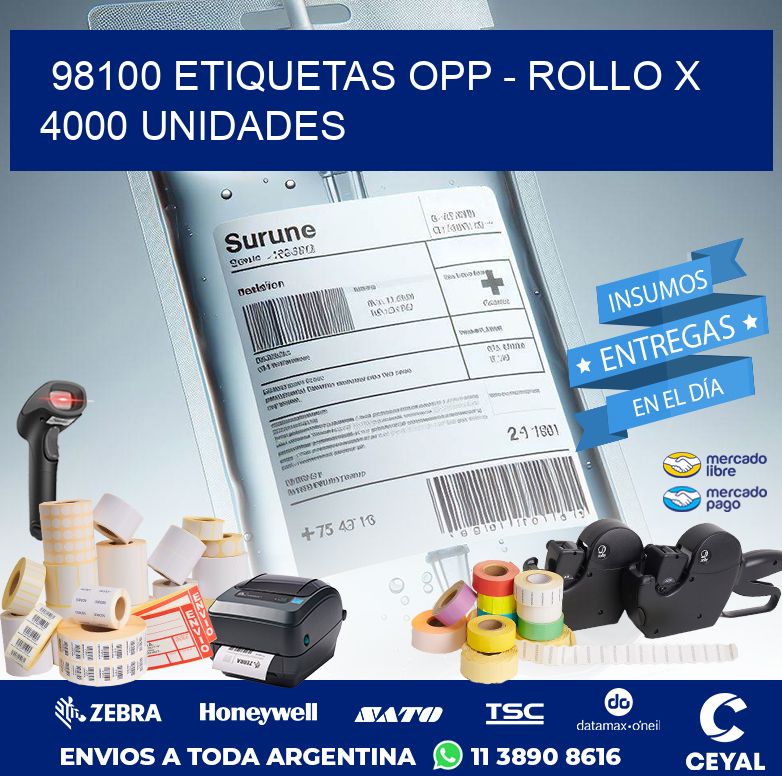 98100 ETIQUETAS OPP - ROLLO X 4000 UNIDADES