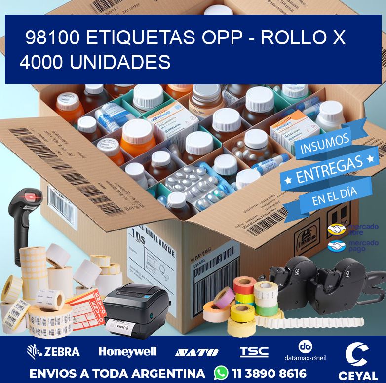 98100 ETIQUETAS OPP - ROLLO X 4000 UNIDADES