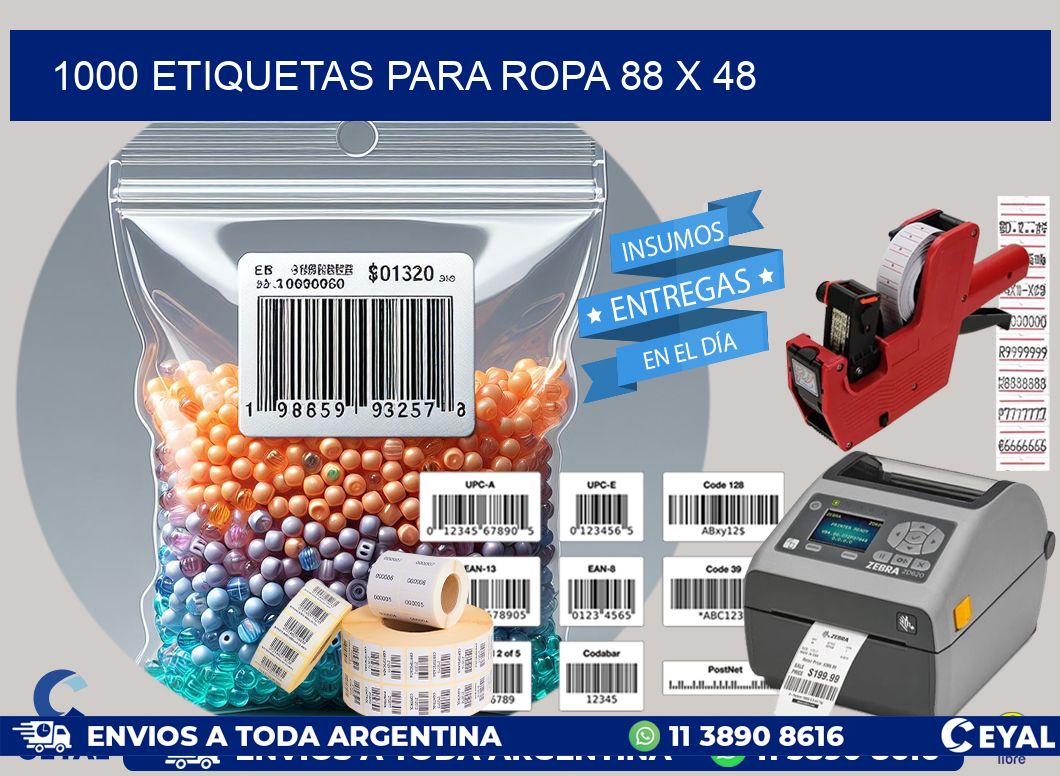 1000 ETIQUETAS PARA ROPA 88 x 48