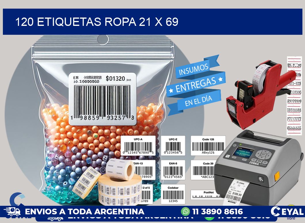 120 ETIQUETAS ROPA 21 x 69