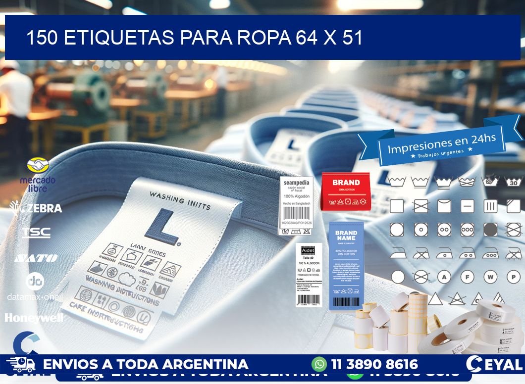 150 ETIQUETAS PARA ROPA 64 x 51