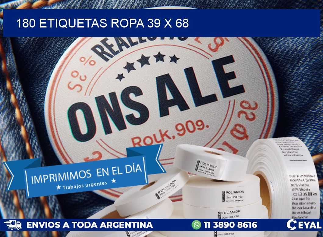 180 ETIQUETAS ROPA 39 x 68