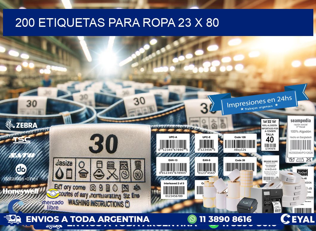 200 ETIQUETAS PARA ROPA 23 x 80