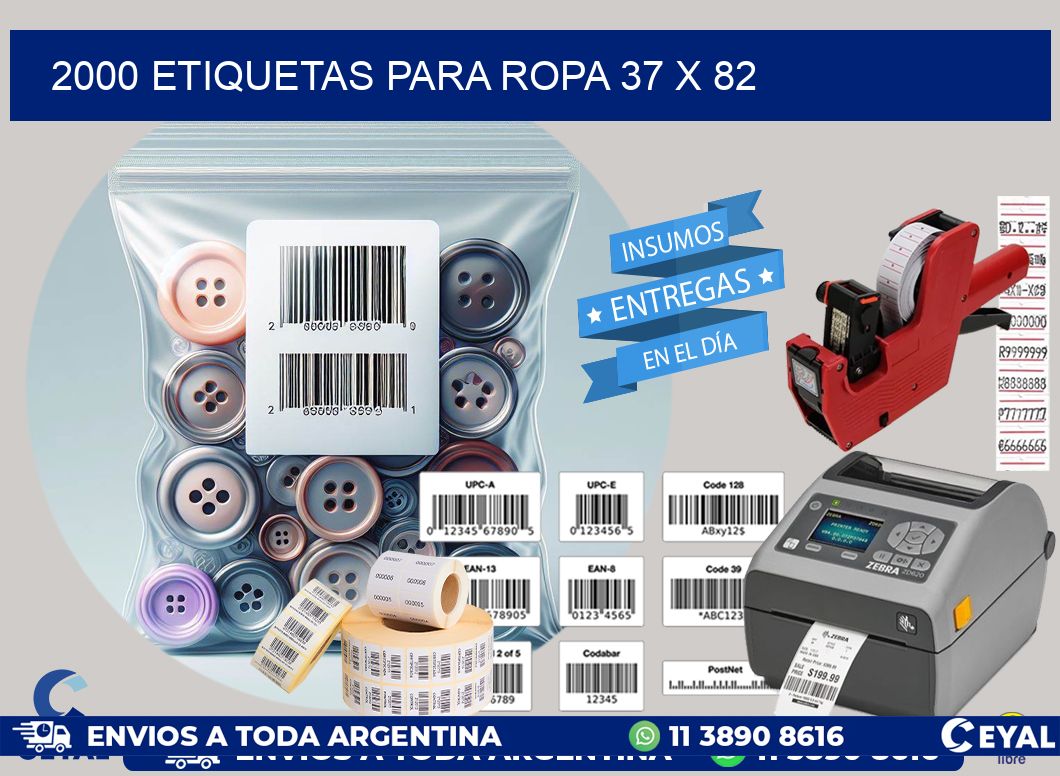 2000 ETIQUETAS PARA ROPA 37 x 82
