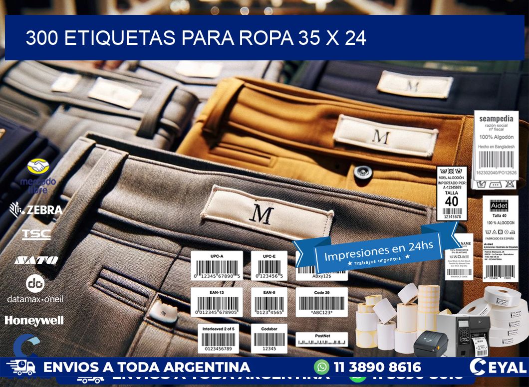 300 ETIQUETAS PARA ROPA 35 x 24