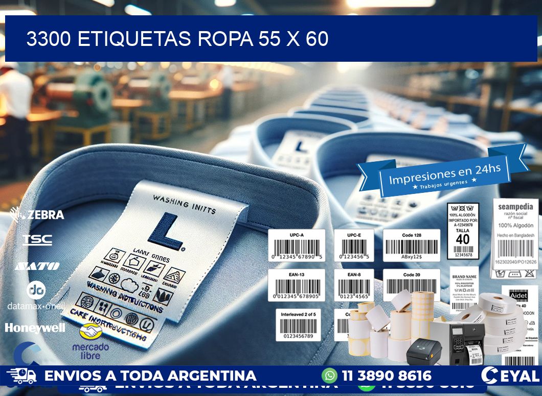 3300 ETIQUETAS ROPA 55 x 60