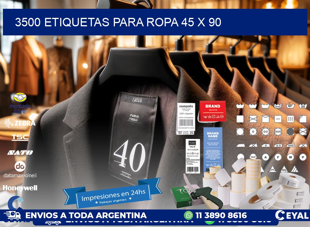 3500 ETIQUETAS PARA ROPA 45 x 90