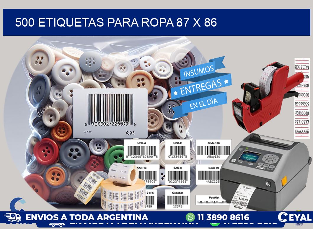 500 ETIQUETAS PARA ROPA 87 x 86