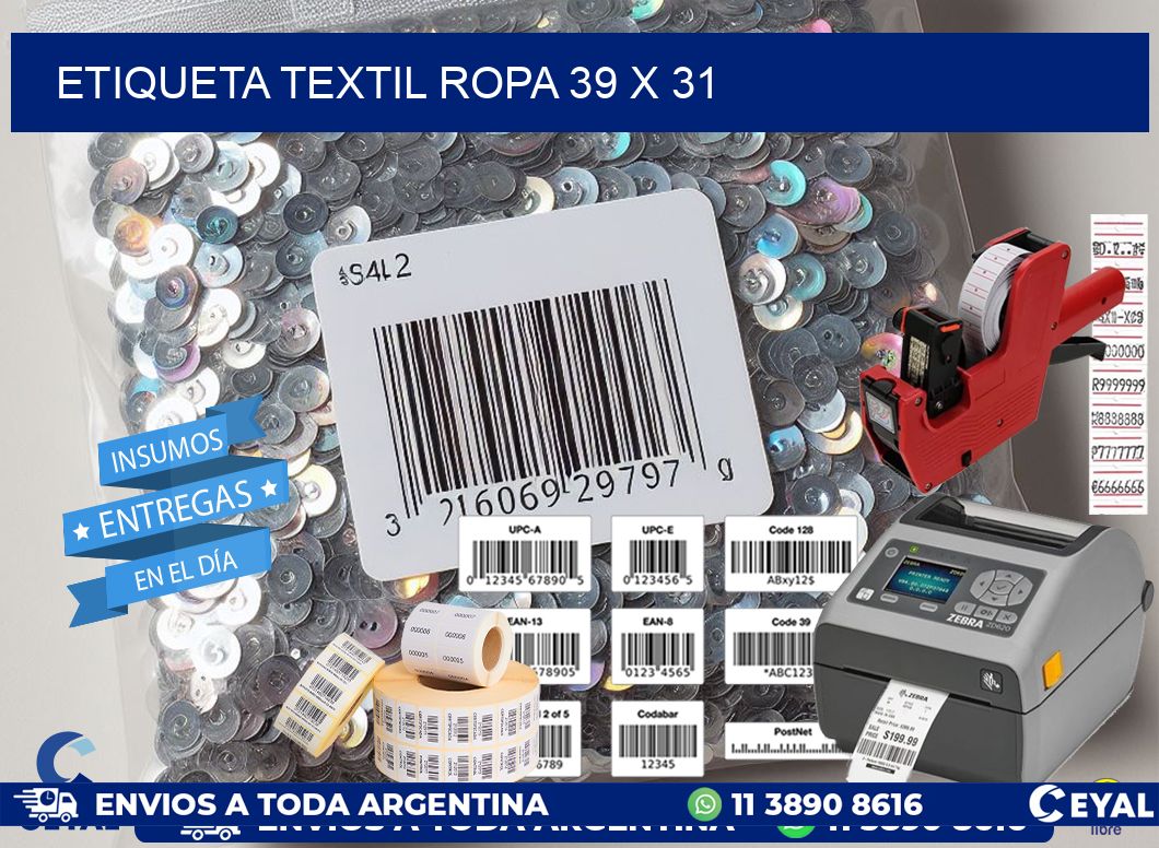 ETIQUETA TEXTIL ROPA 39 x 31