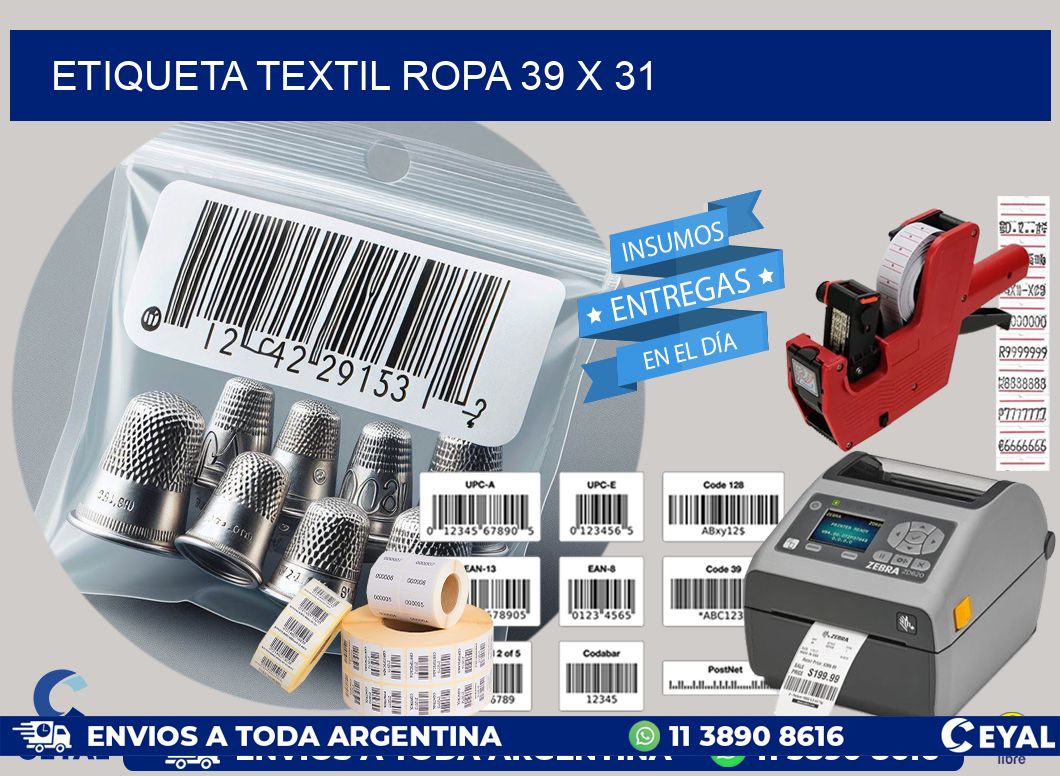 ETIQUETA TEXTIL ROPA 39 x 31