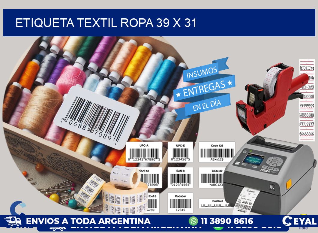 ETIQUETA TEXTIL ROPA 39 x 31