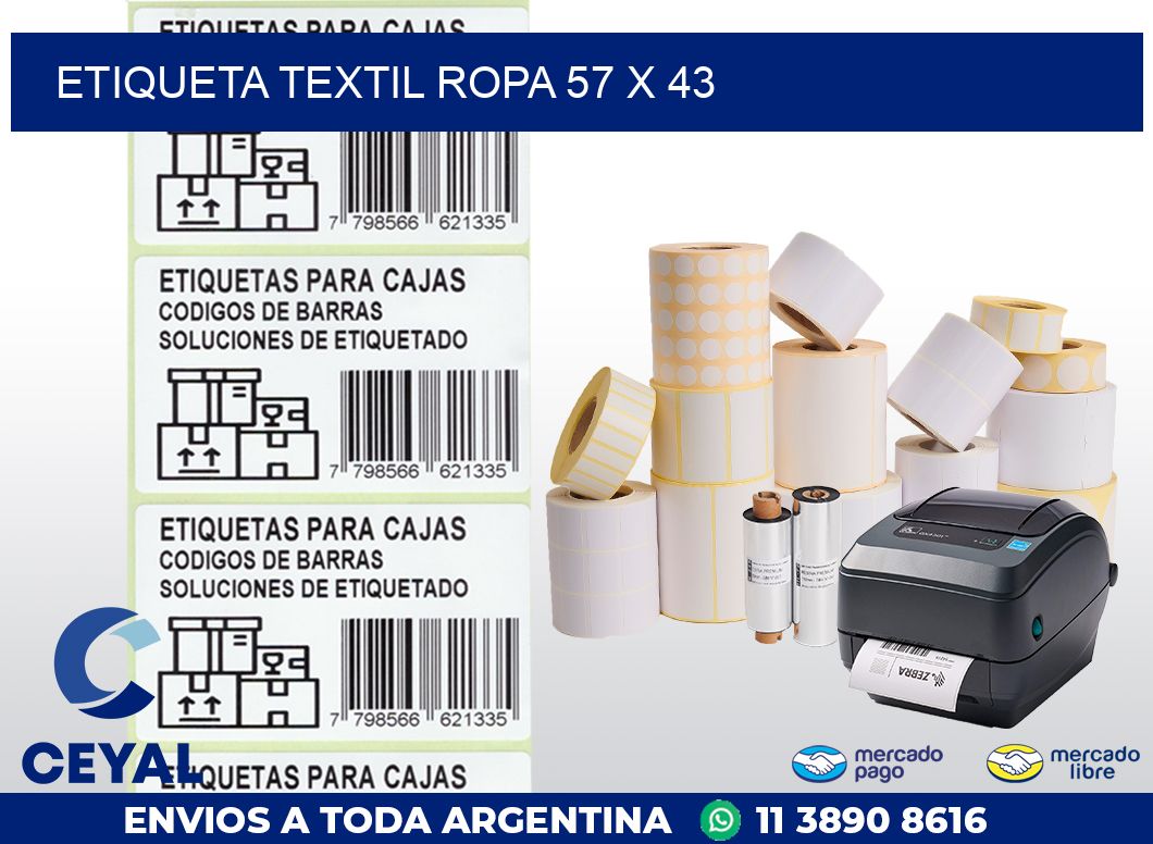ETIQUETA TEXTIL ROPA 57 x 43