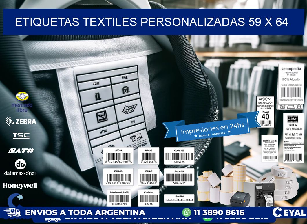 ETIQUETAS TEXTILES PERSONALIZADAS 59 x 64