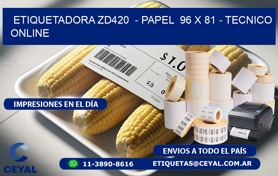 ETIQUETADORA ZD420  - PAPEL  96 x 81 - TECNICO ONLINE