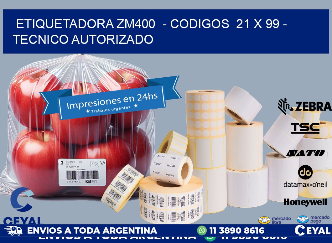 ETIQUETADORA ZM400 - CODIGOS 21 x 99 - TECNICO AUTORIZADO