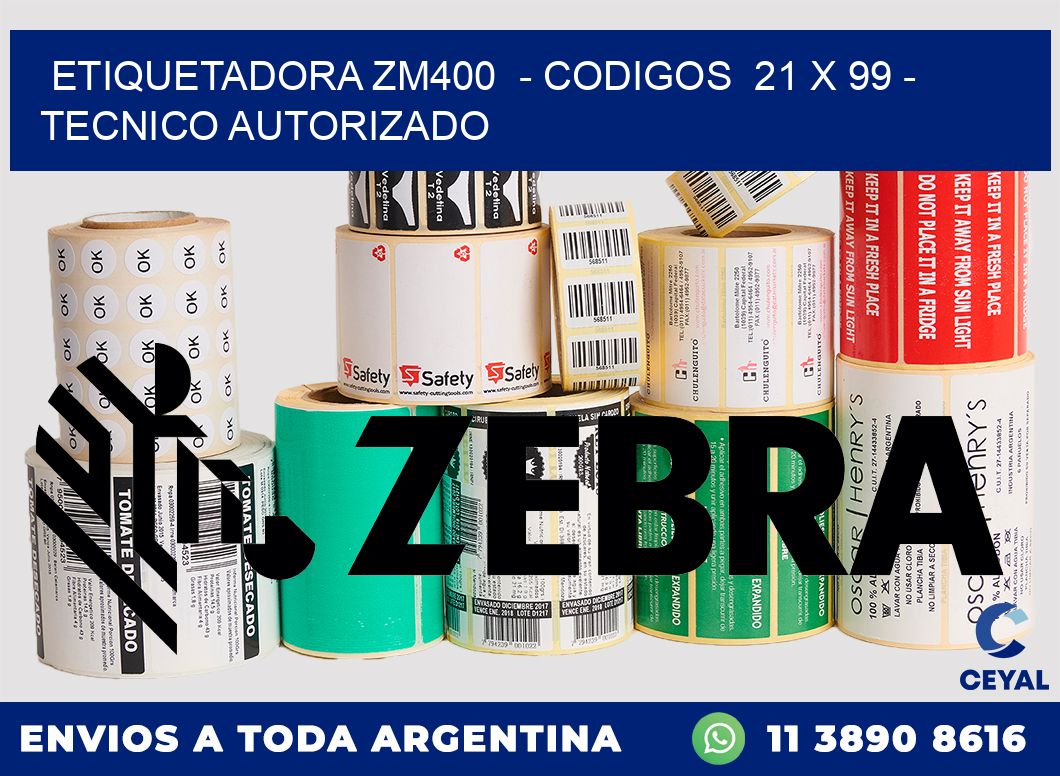 ETIQUETADORA ZM400 - CODIGOS 21 x 99 - TECNICO AUTORIZADO