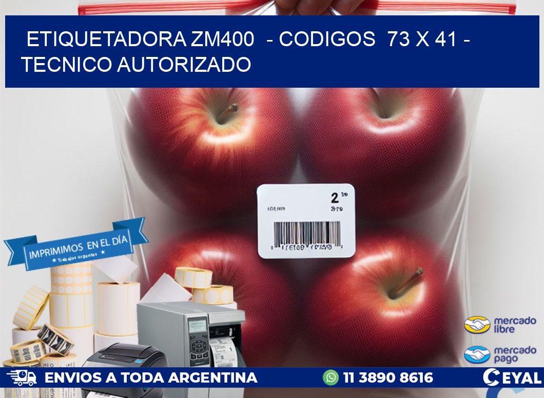 ETIQUETADORA ZM400  - CODIGOS  73 x 41 - TECNICO AUTORIZADO