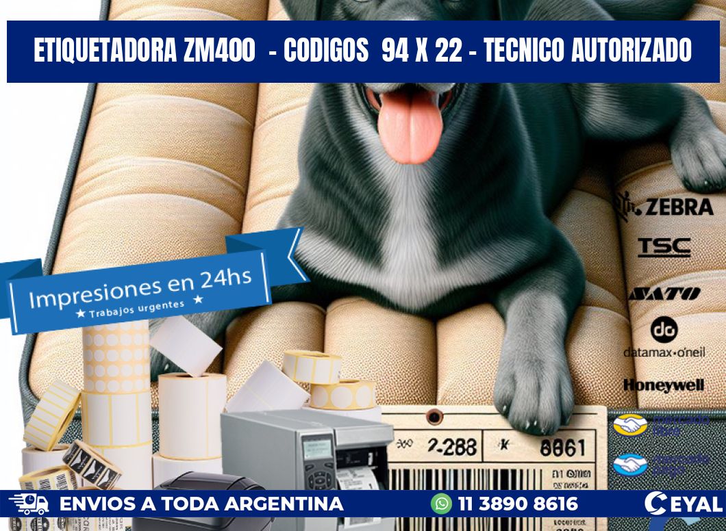 ETIQUETADORA ZM400  - CODIGOS  94 x 22 - TECNICO AUTORIZADO