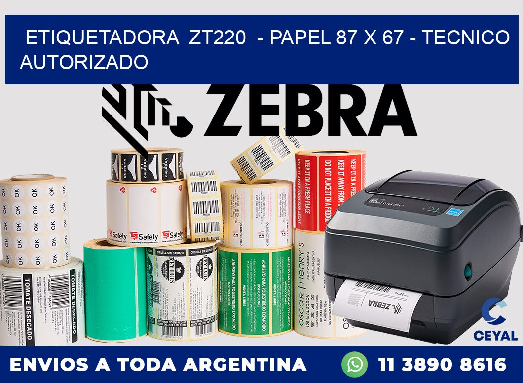 ETIQUETADORA ZT220 - PAPEL 87 x 67 - TECNICO AUTORIZADO