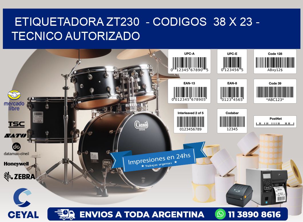 ETIQUETADORA ZT230 - CODIGOS 38 x 23 - TECNICO AUTORIZADO
