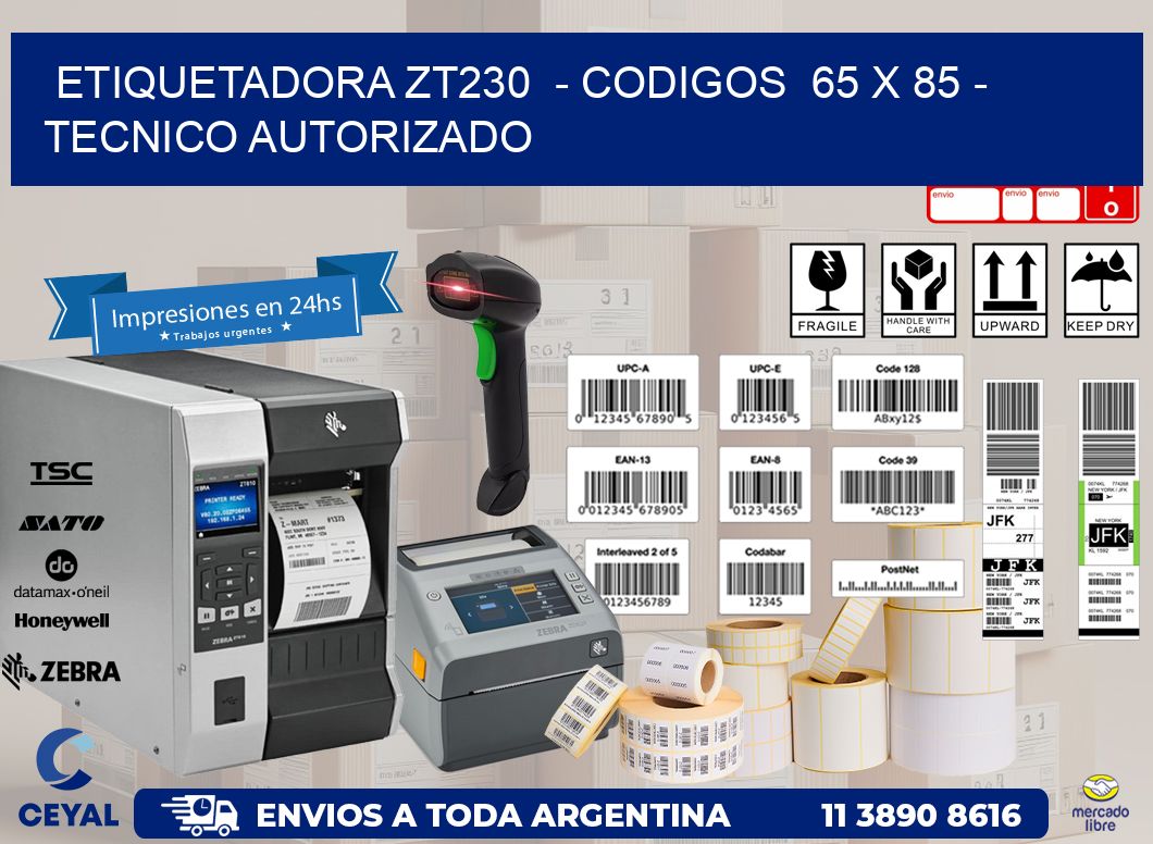 ETIQUETADORA ZT230 - CODIGOS 65 x 85 - TECNICO AUTORIZADO