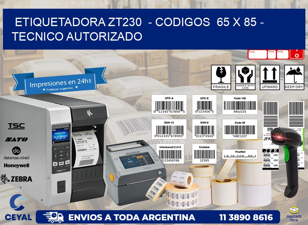 ETIQUETADORA ZT230 - CODIGOS 65 x 85 - TECNICO AUTORIZADO