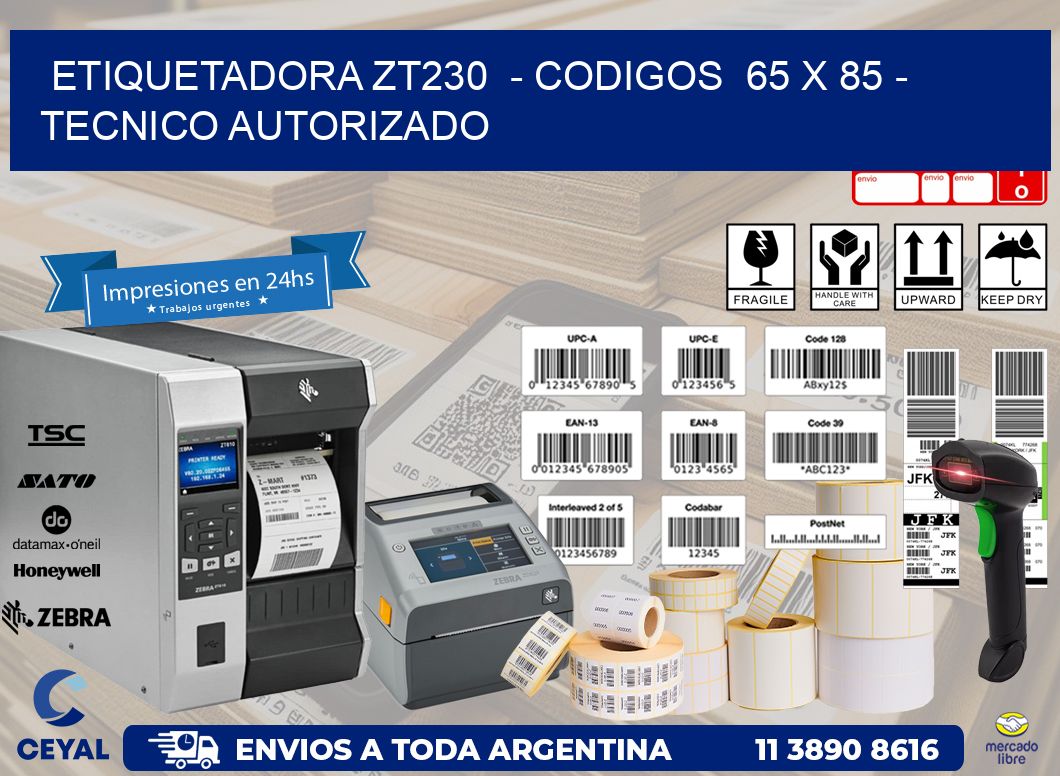 ETIQUETADORA ZT230 - CODIGOS 65 x 85 - TECNICO AUTORIZADO