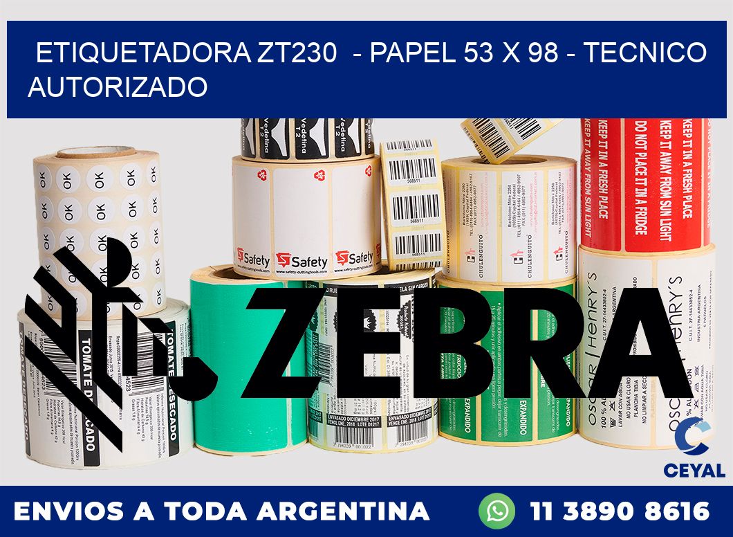 ETIQUETADORA ZT230  - PAPEL 53 x 98 - TECNICO AUTORIZADO